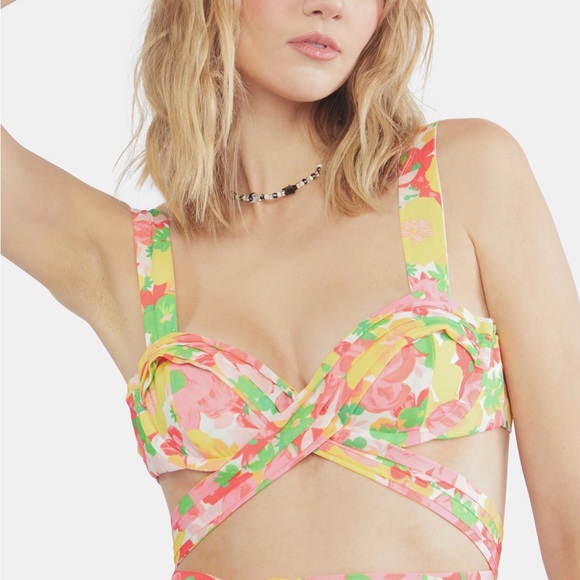 For Love And Lemons Vibrant Floral Bra Blouse large - Picture 7 of 10